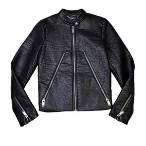 Gap Black Faux Leather Big Zip Pocket Moto Jacket